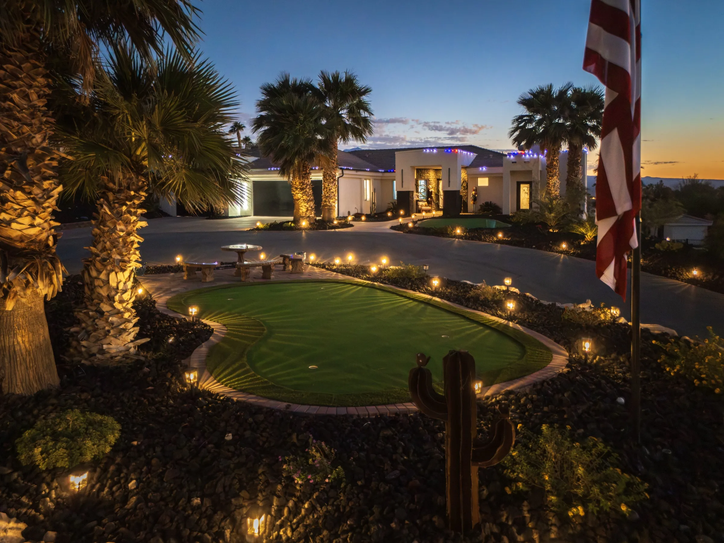 Low angle across the putting green